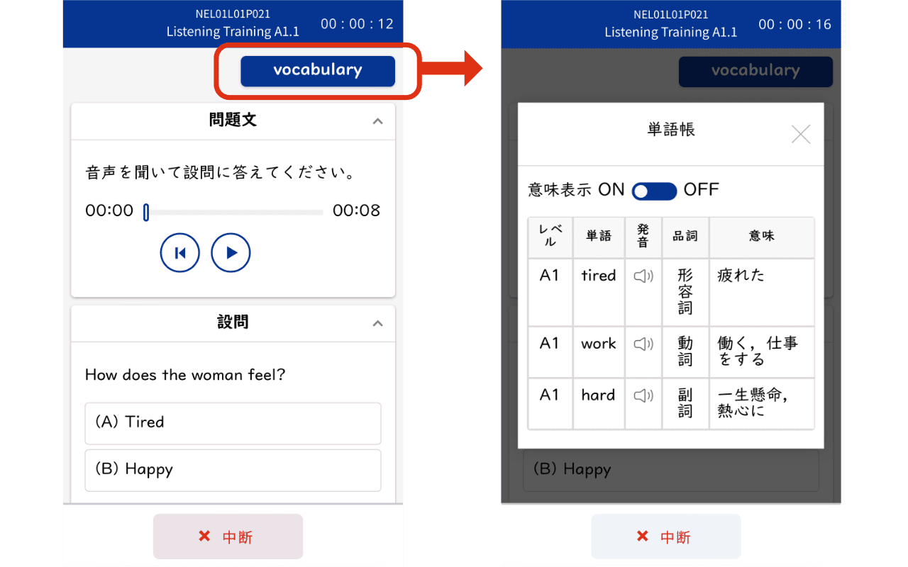 vocabulary表示