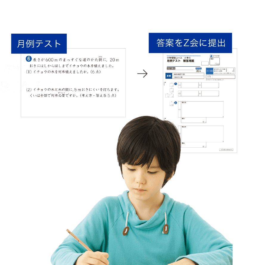 月例テストをしているイメージ