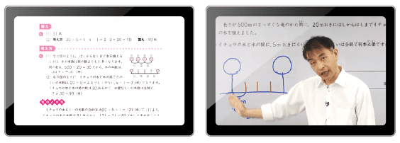 詳しい解説『答えと考え方』、『復習映像』のイメージ
