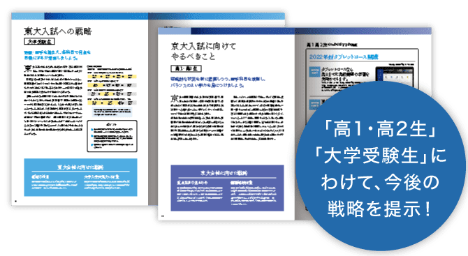 「高1・高2生」「大学受験生」にわけて、今後の戦力を提示！