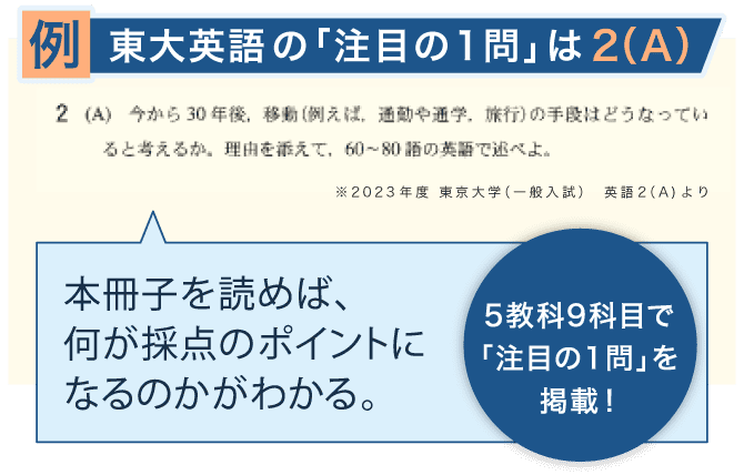 例　東大英語の「注目の1問」は2（A）