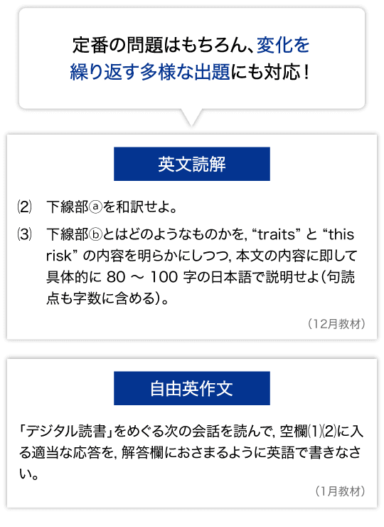定番の問題はもちろん、変化を繰り返す多様な出題にも対応!