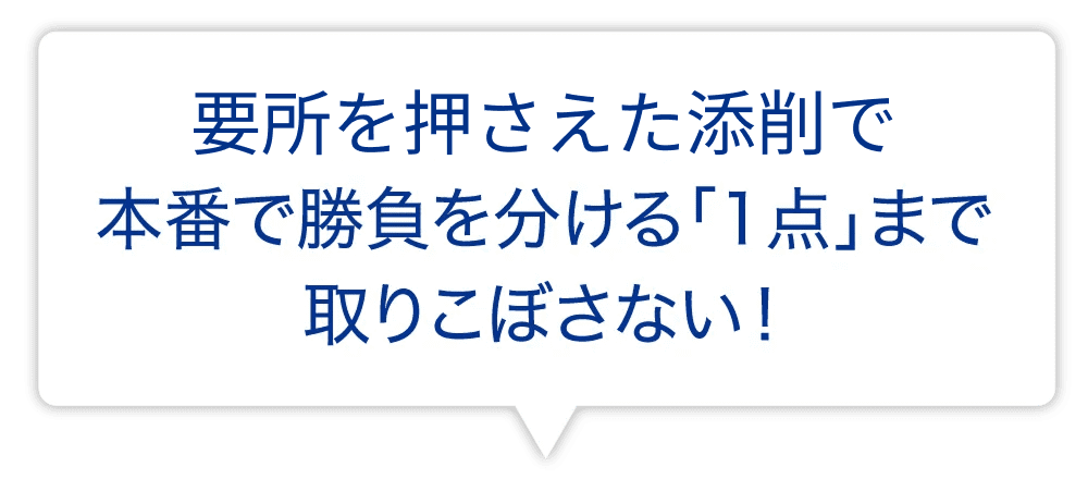 要所を押さえた添削で本番で勝負を分ける「1点」まで取りこぼさない!