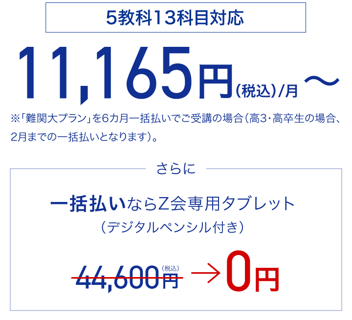 5教科13科目対応11,165円（税込）/月