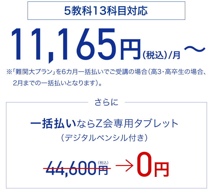 5教科13科目対応11,165円（税込）/月
