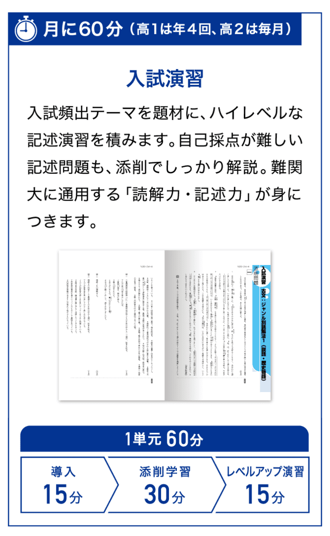 国語　月に60分　入試演習