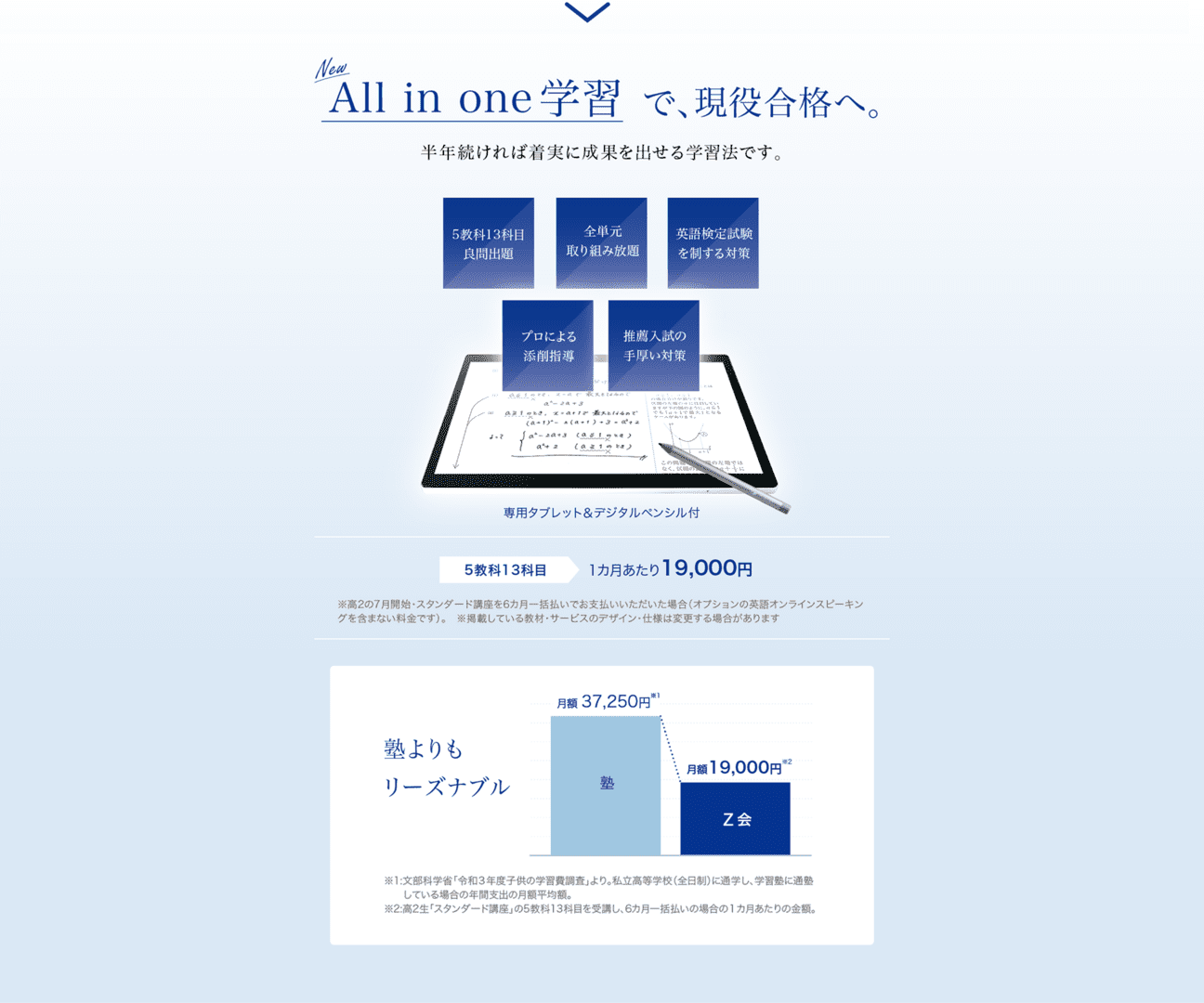 All in one 学習で、現役合格へ。
