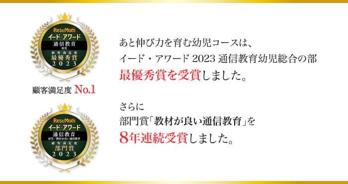 イード・アワード2023通信教育幼児総合の部　最優秀賞受賞