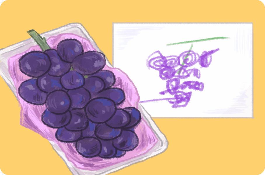 お子さまが保育園や幼稚園で作ったものを題材にするのもよいですね