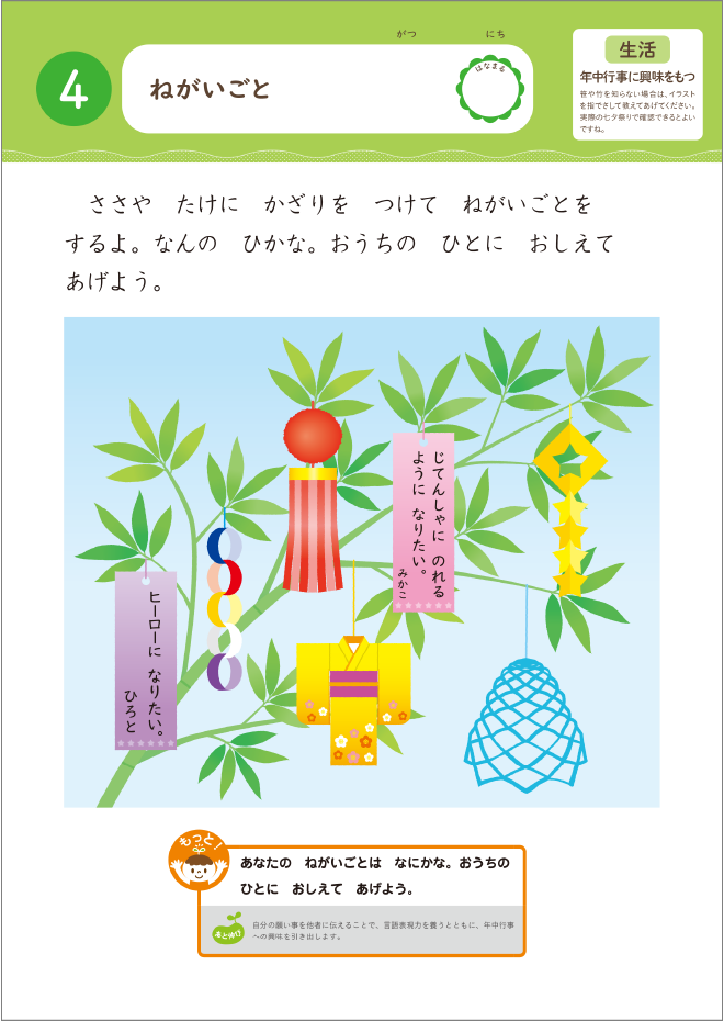七夕に着目する出題「ねがいごと」