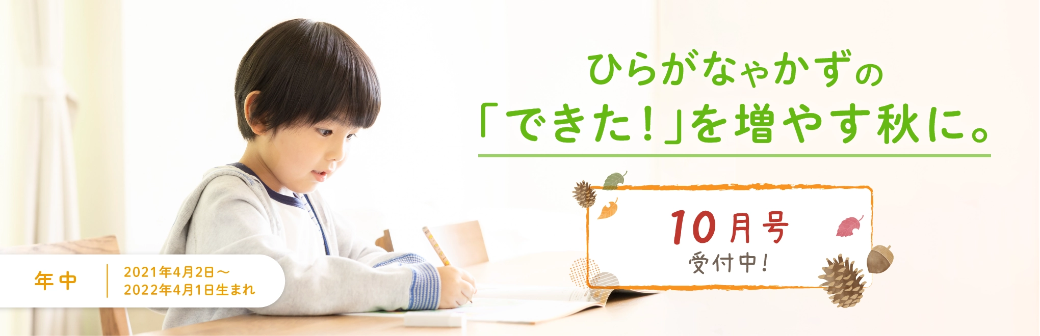 ひらがなやかずの「できた！」を増やす秋に。