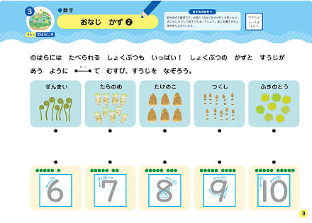 身のまわりのことに興味が広がる「例:かず・たしざん 4・5・6さい」