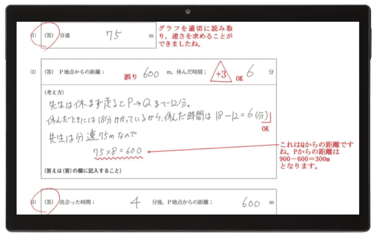 タブレットの添削問題