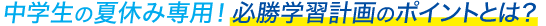 中学生の夏休み専用!必勝学習計画のポイントとは?