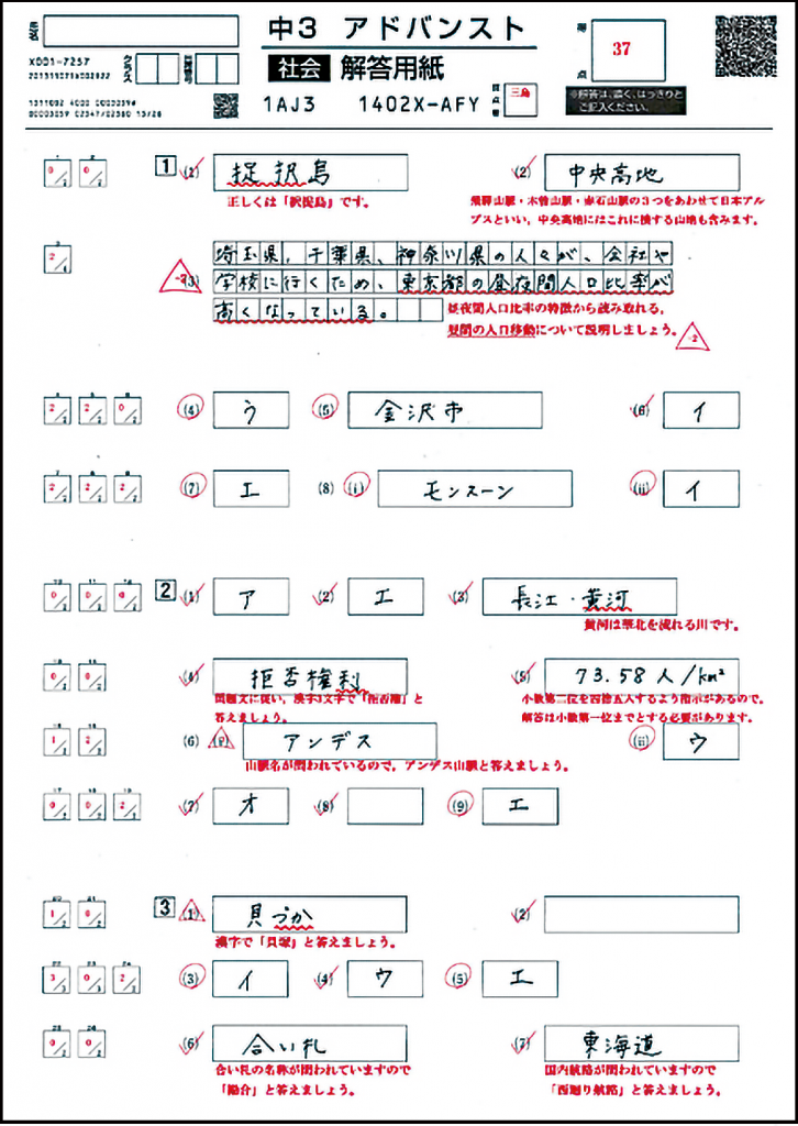 参考書2022年度中1 アドバンストテスト　英語数学国語