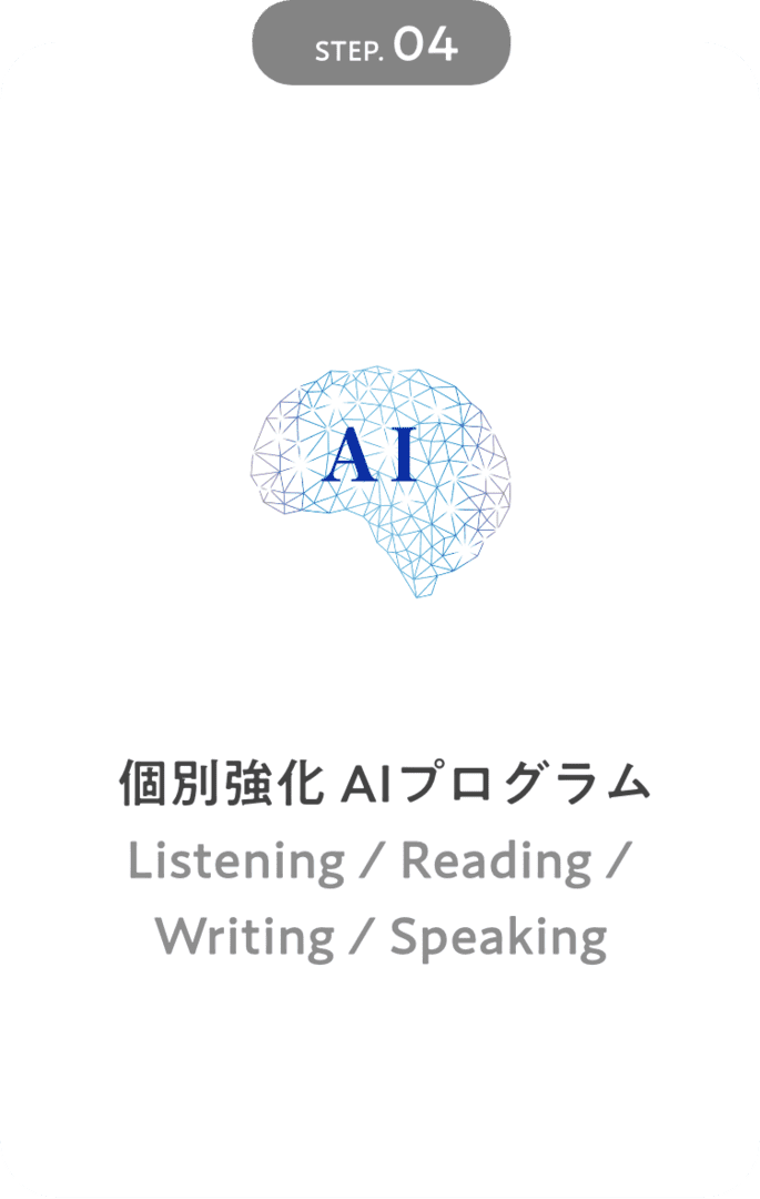 STEP04 個別強化 AIプログラム Listening / Reading / Writing / Speaking|英検対策・英語4技能のことならZ会のAsteria(アステリア)
