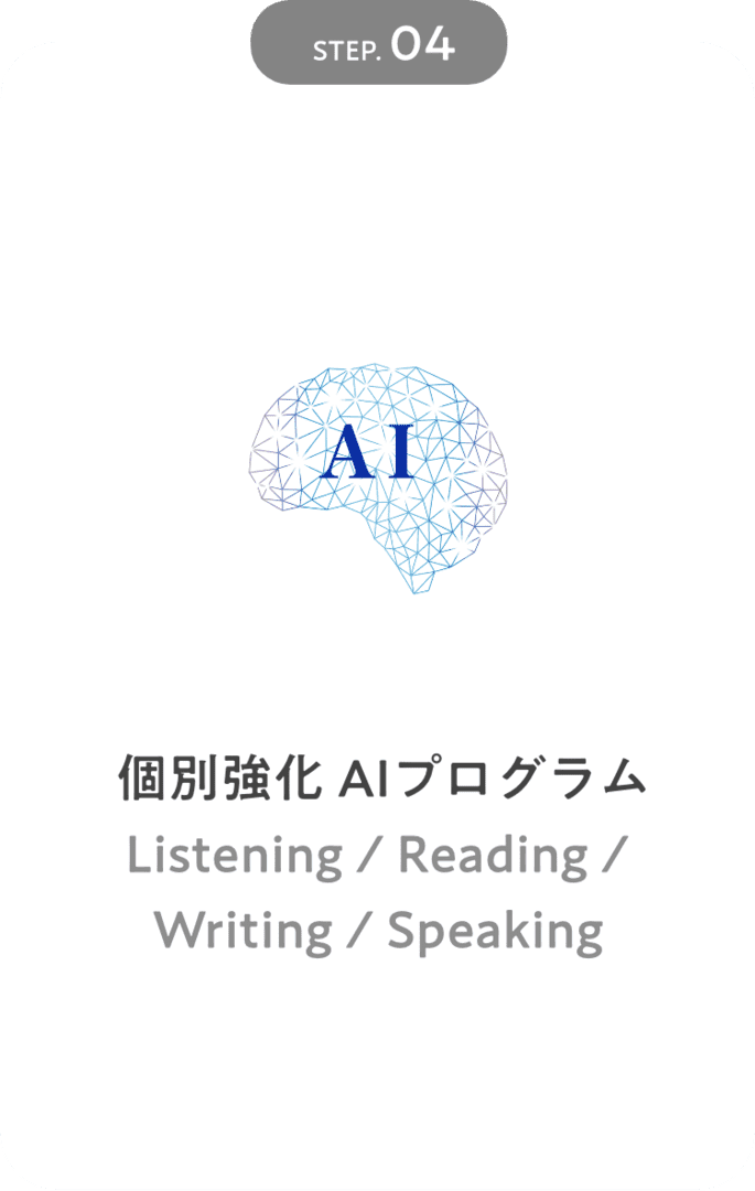 STEP04  個別強化 AIプログラム Listening / Reading / Writing / Speaking｜英検対策・英語4技能のことならZ会のAsteria(アステリア)