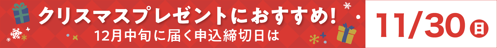 12月中旬に届く申込締切日は11/30(日)