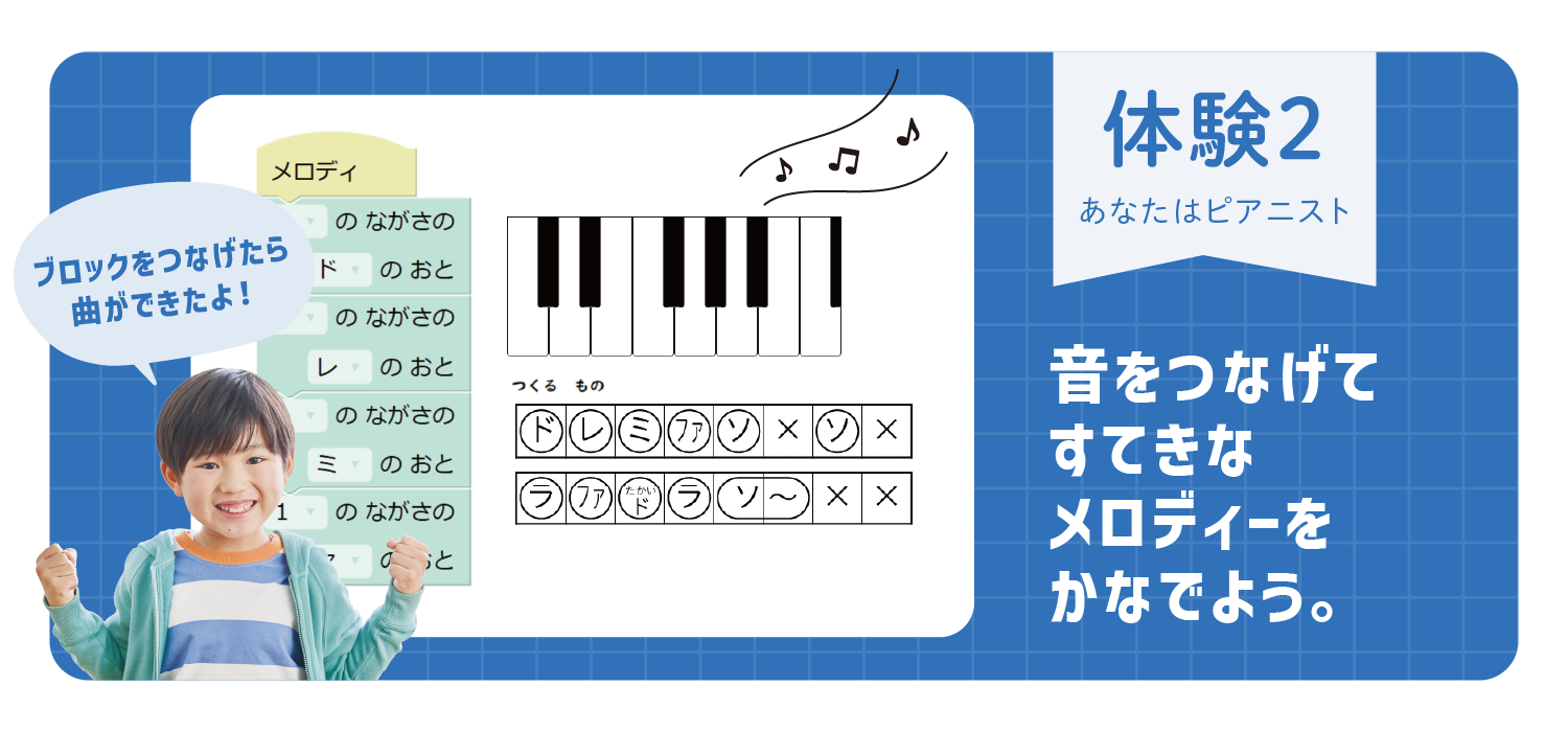 体験2 音をつなげて、すてきなメロディーをつくろう。