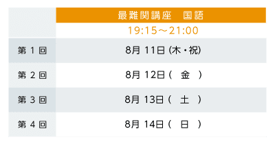 「夏期集中配信」国語授業スケジュール